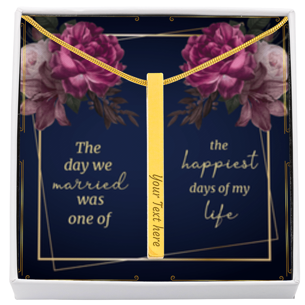 Anniversary - Custom Engraved 4-Sided Stick Necklace