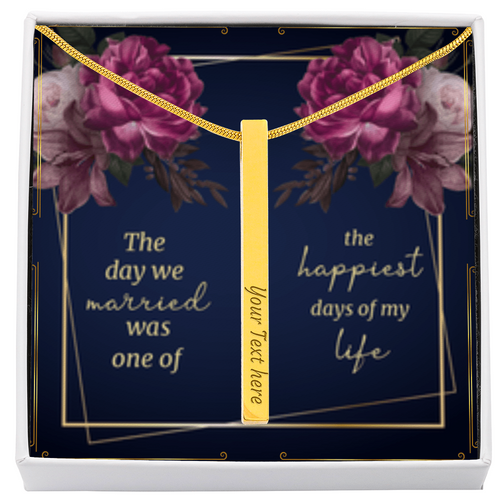 Anniversary - Custom Engraved 4-Sided Stick Necklace