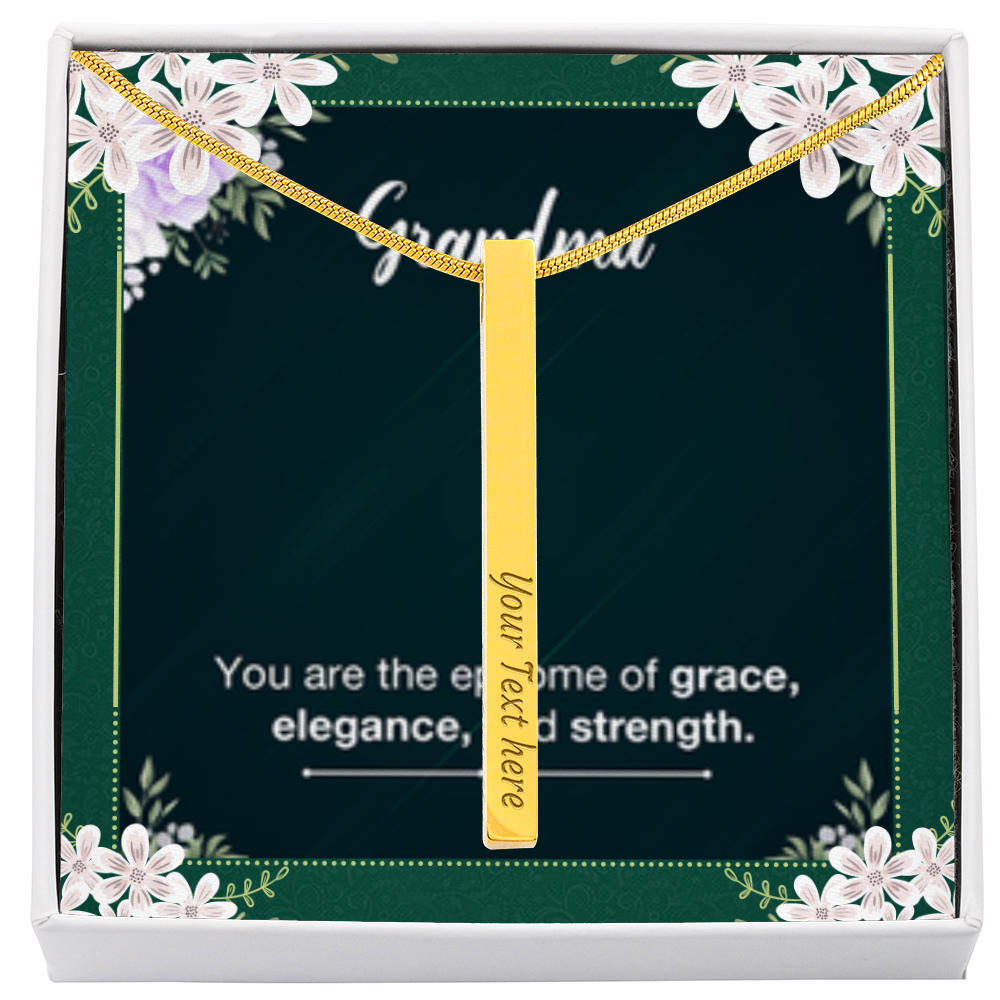 Grandma's Grace, Elegance, Strength - Custom Engraved 4-Sided Stick Necklace