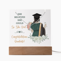 SALE!!-Daughter - Brown Hair -Graduate - Keepsake  LED Acrylic & Alluring Beauty Necklace - GOLD FINISH!
