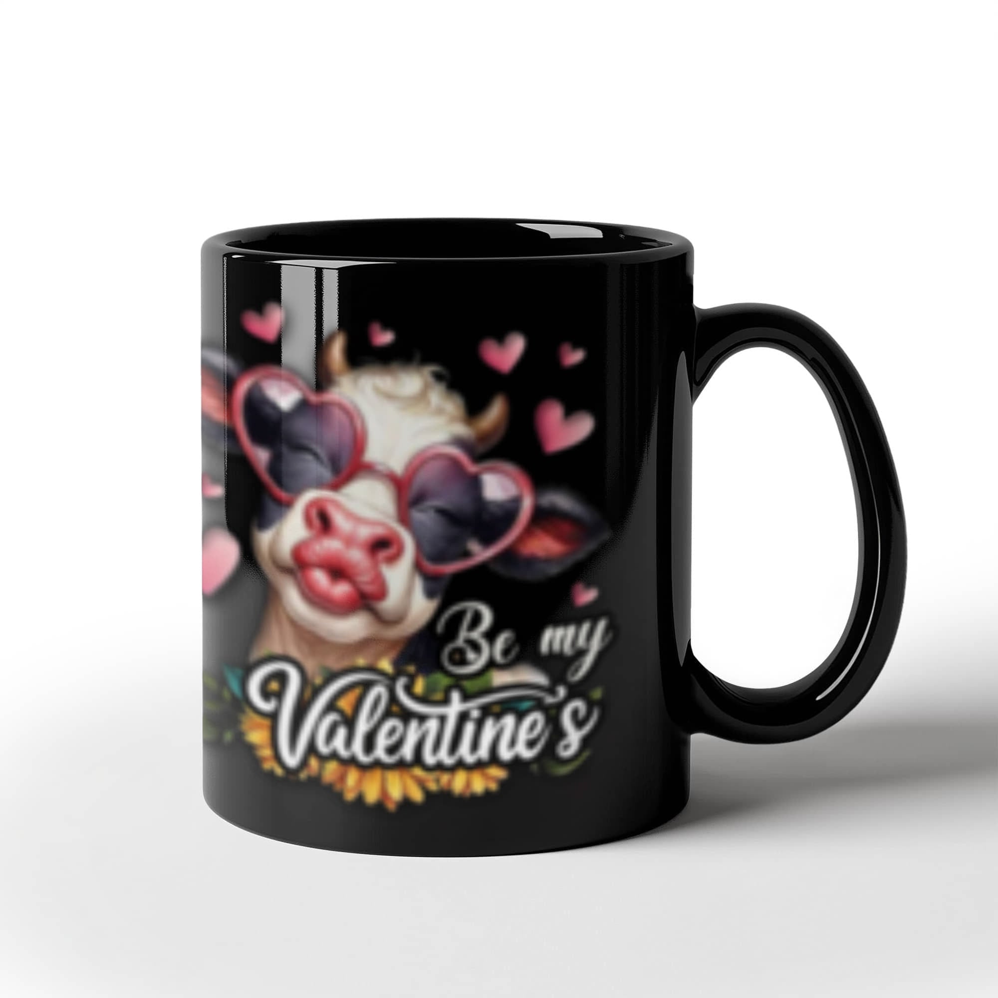 MOO My Valentine's - Black Ceramic Mug- Valentine Collection!
