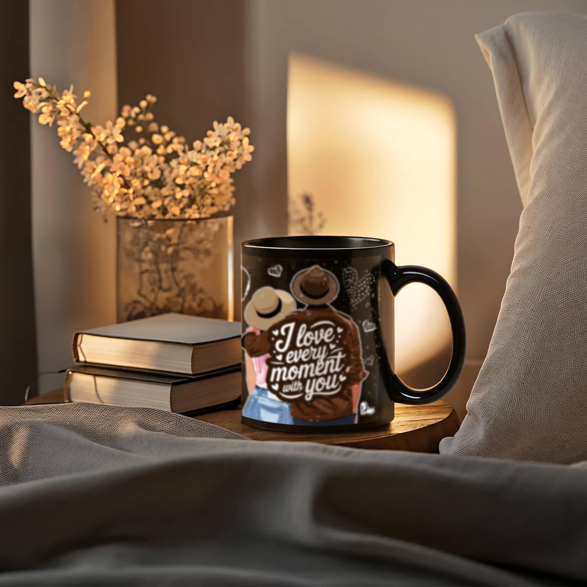 Romantic & Inspirational - Black Ceramic Mug- Valentine Collection!