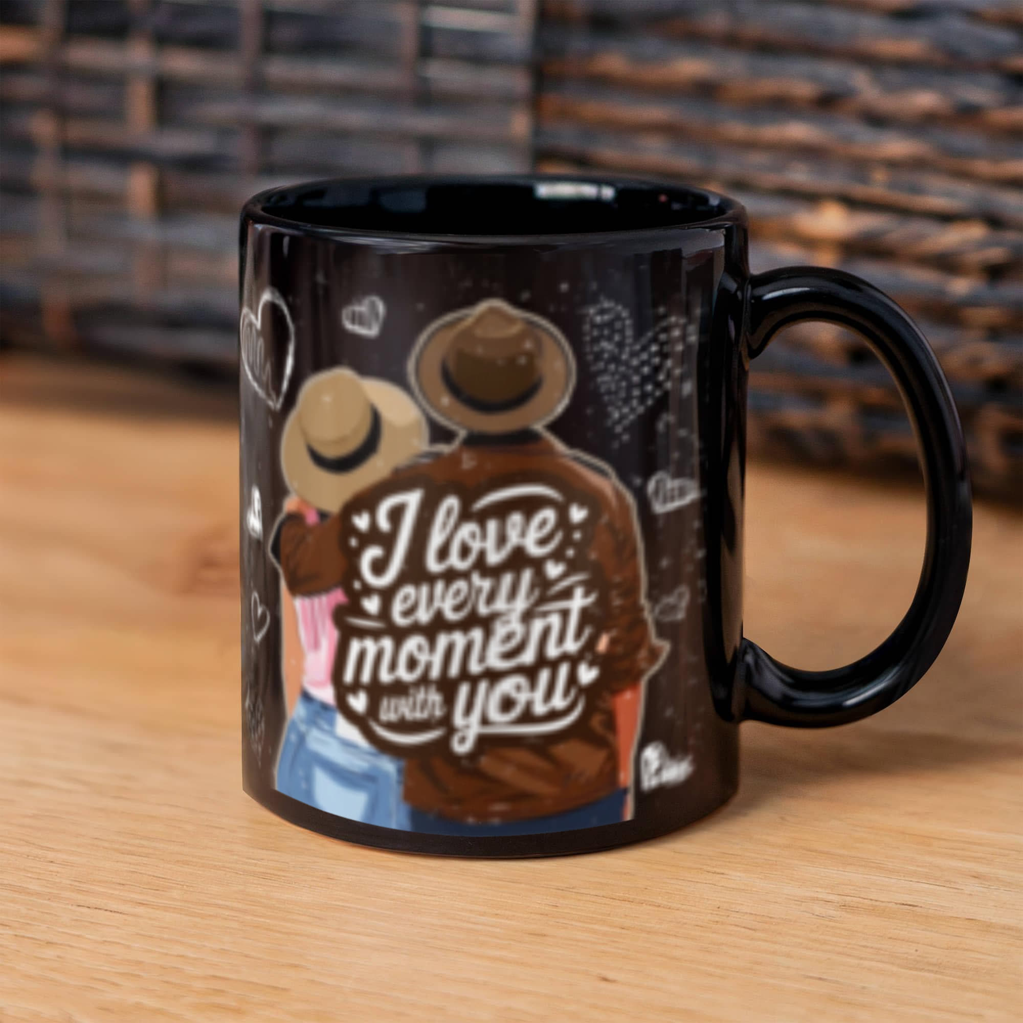 Romantic & Inspirational - Black Ceramic Mug- Valentine Collection!