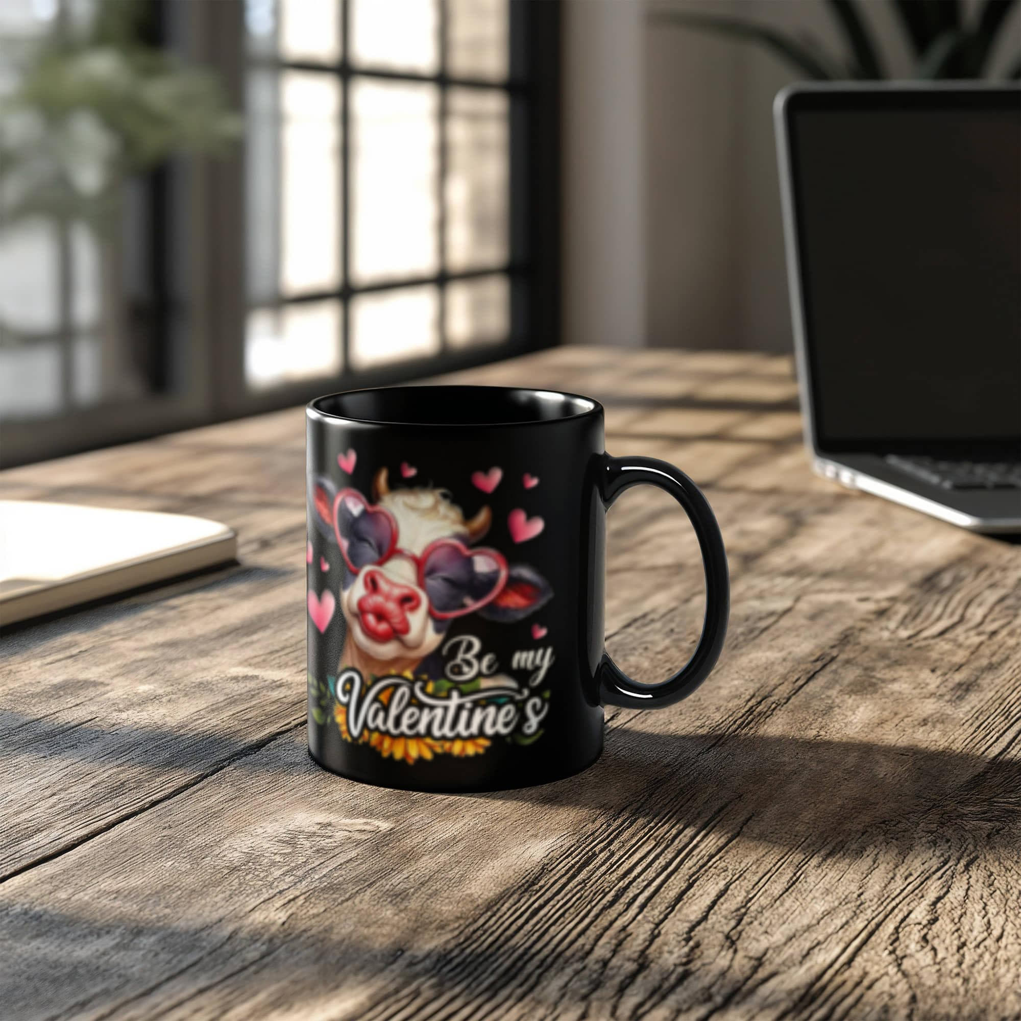 MOO My Valentine's - Black Ceramic Mug- Valentine Collection!