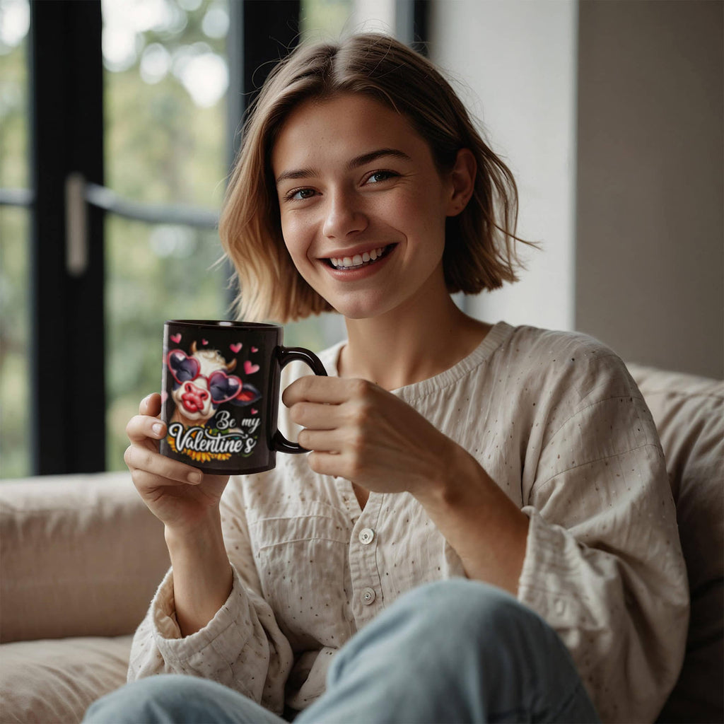 MOO My Valentine's - Black Ceramic Mug- Valentine Collection!