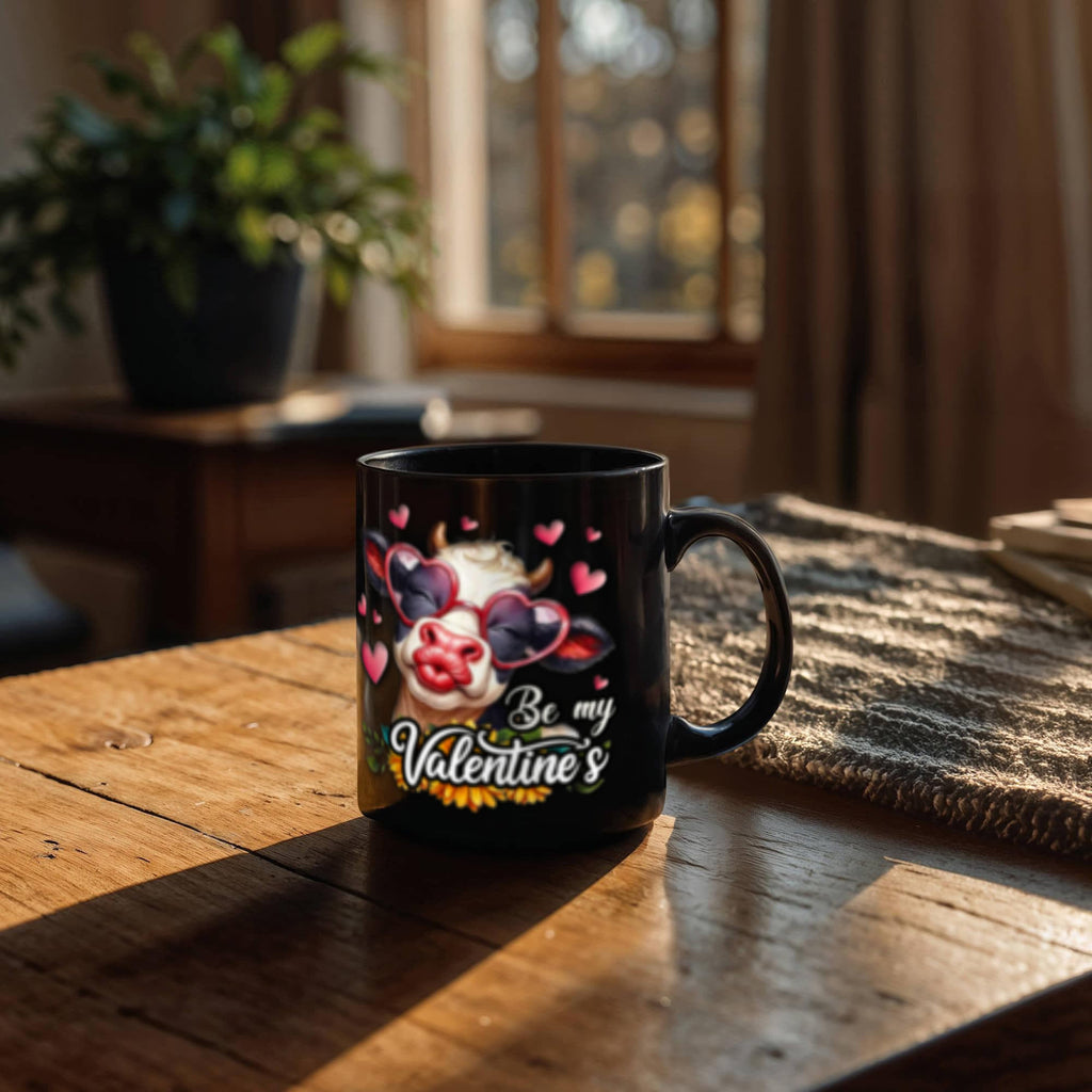 MOO My Valentine's - Black Ceramic Mug- Valentine Collection!
