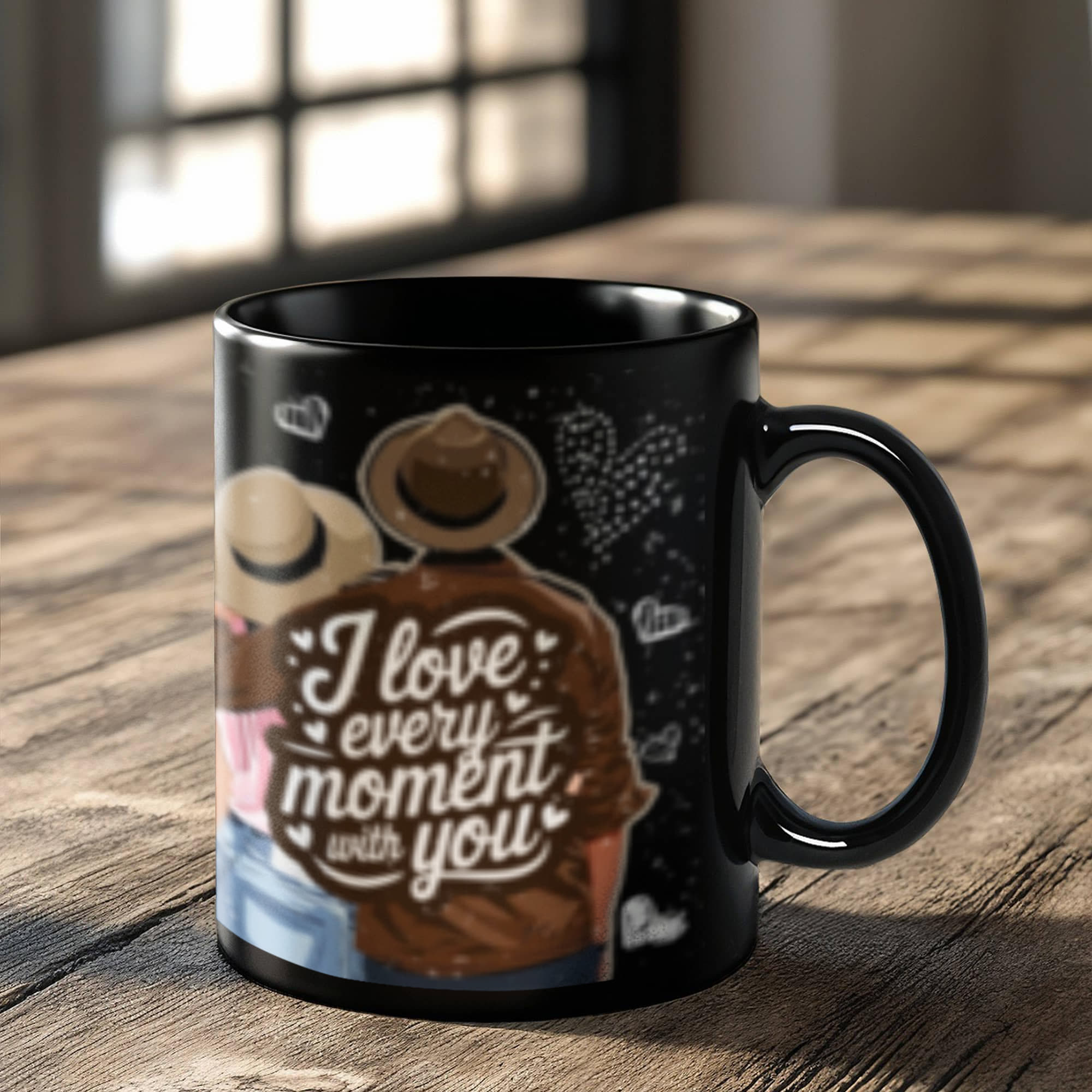 Romantic & Inspirational - Black Ceramic Mug- Valentine Collection!