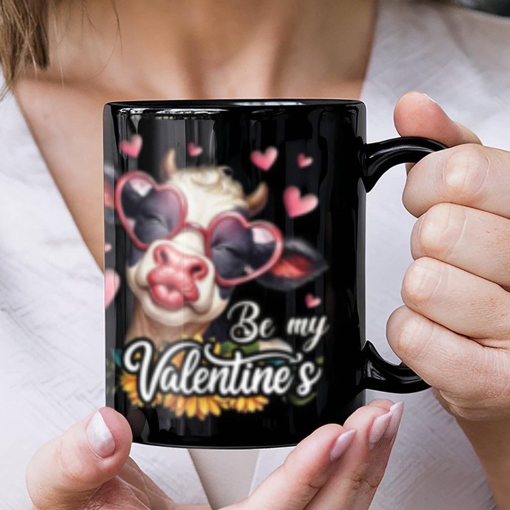 MOO My Valentine's - Black Ceramic Mug- Valentine Collection!