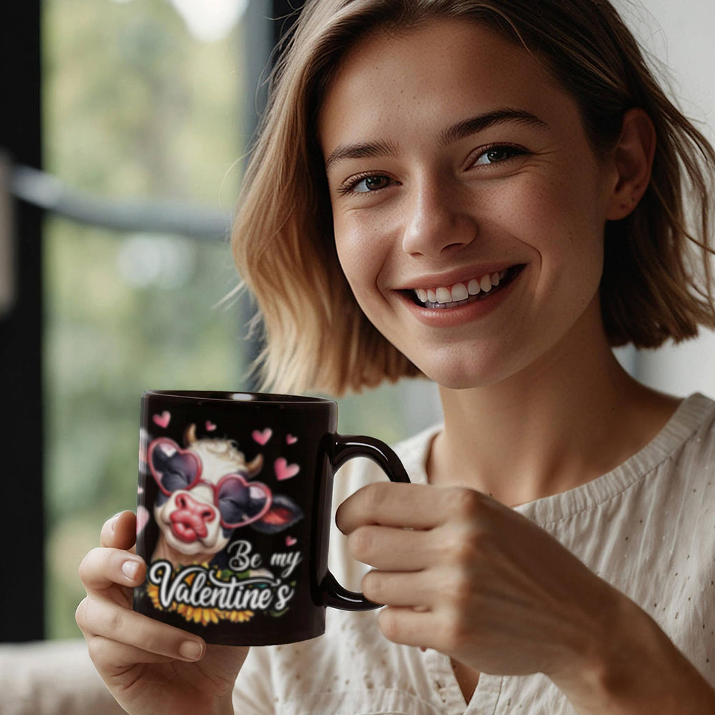 MOO My Valentine's - Black Ceramic Mug- Valentine Collection!