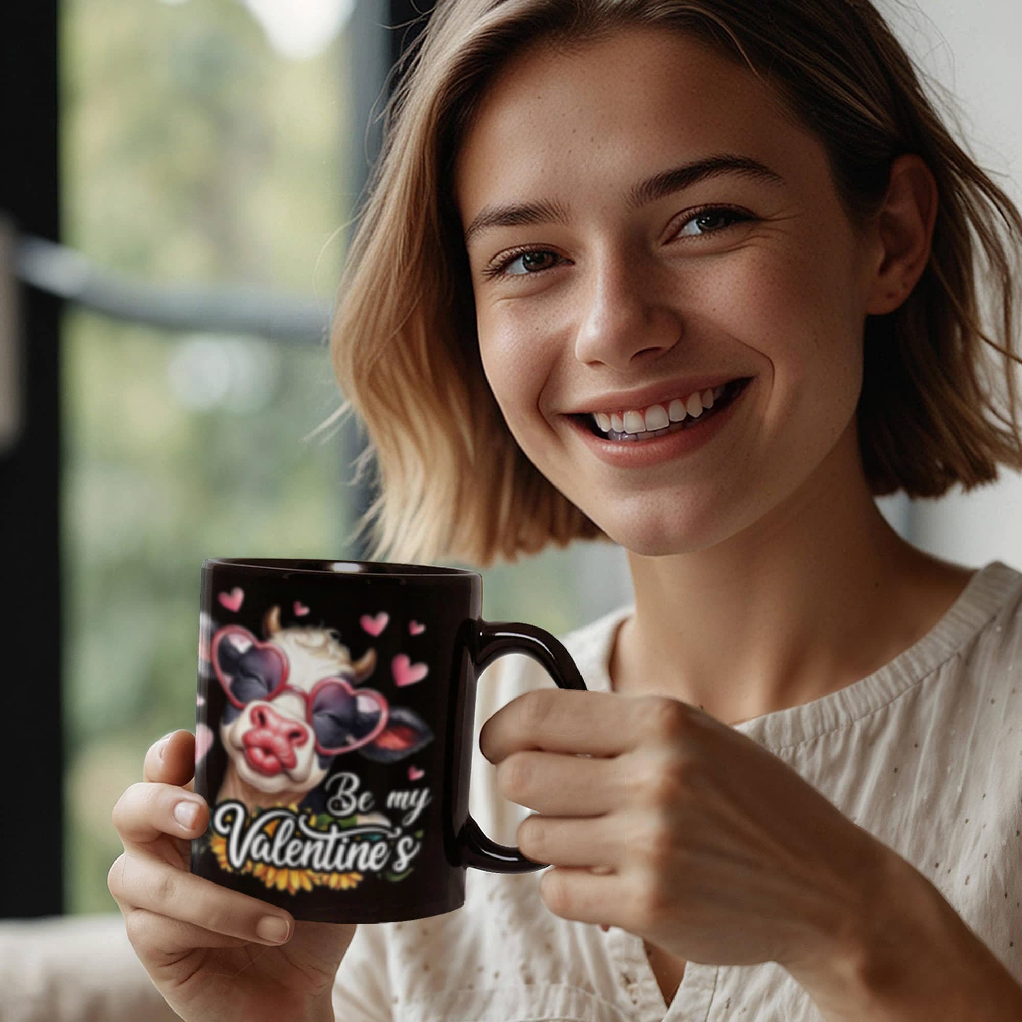 MOO My Valentine's - Black Ceramic Mug- Valentine Collection!