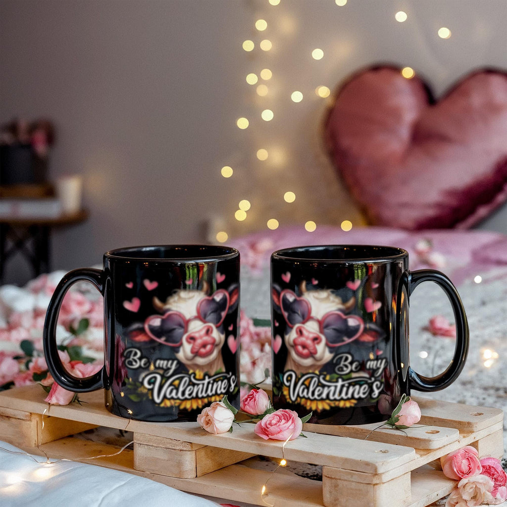 MOO My Valentine's - Black Ceramic Mug- Valentine Collection!