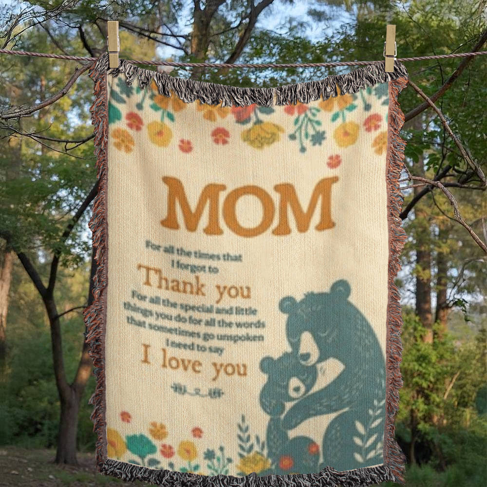 MOM - Thank you!-I Love You! - Heirloom Woven Blanket- NEW!