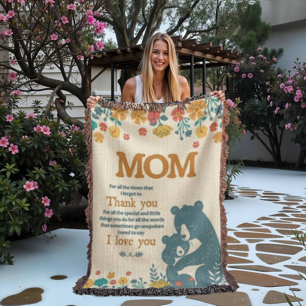 MOM - Thank you!-I Love You! - Heirloom Woven Blanket- NEW!