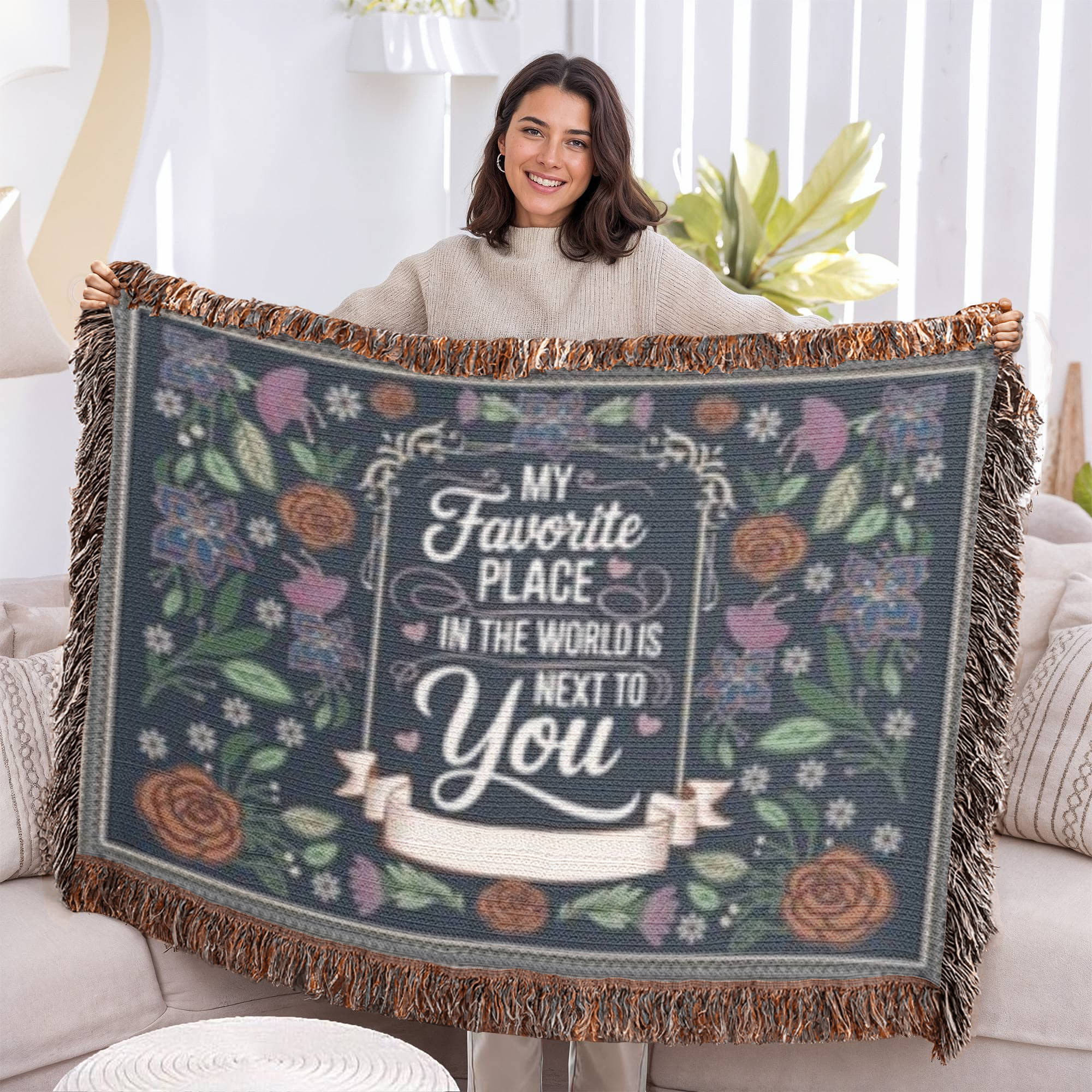 Inspirational & Romantic.- Heirloom Woven Blanket- Valentines Collection