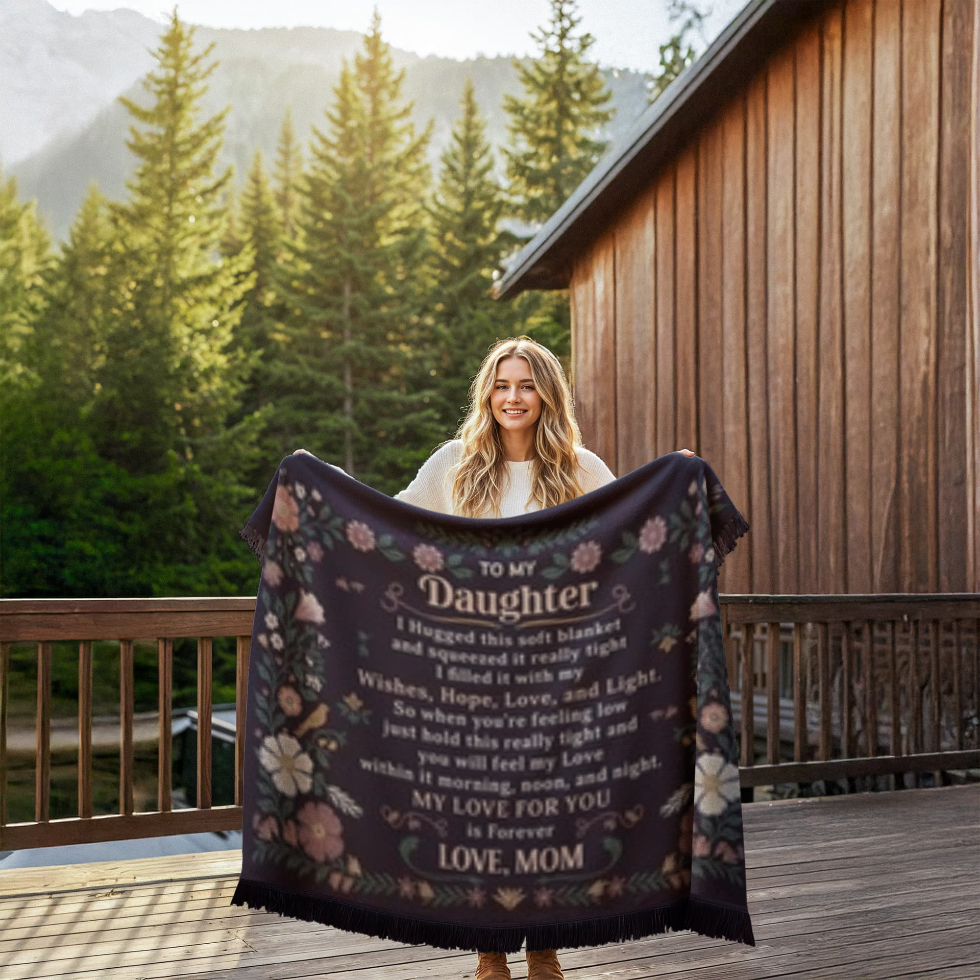 To My Daughter - From Mom- Printed Woven Blanket