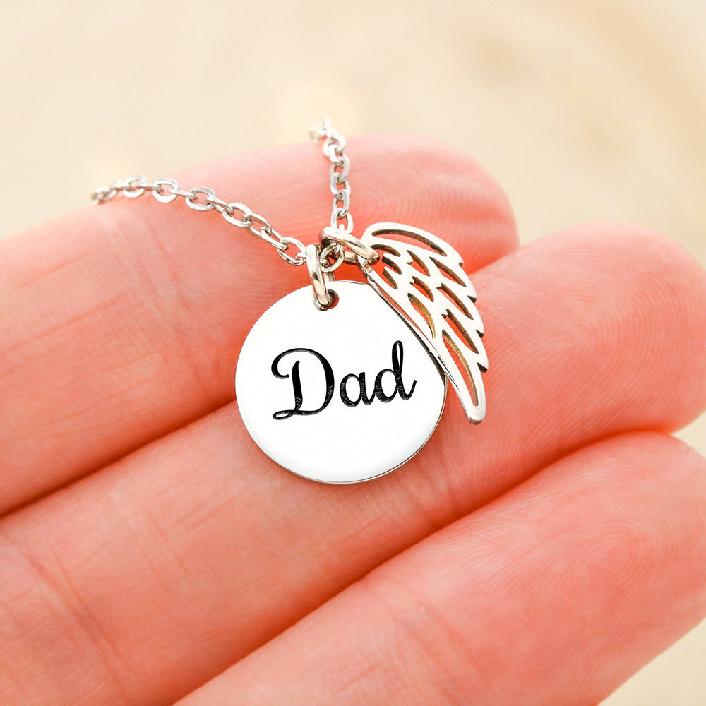 Dad -Remembrance Necklace w/ Angel Wing Charm