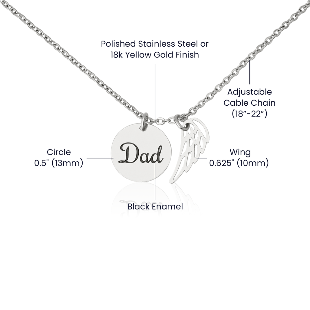Dad -Remembrance Necklace w/ Angel Wing Charm
