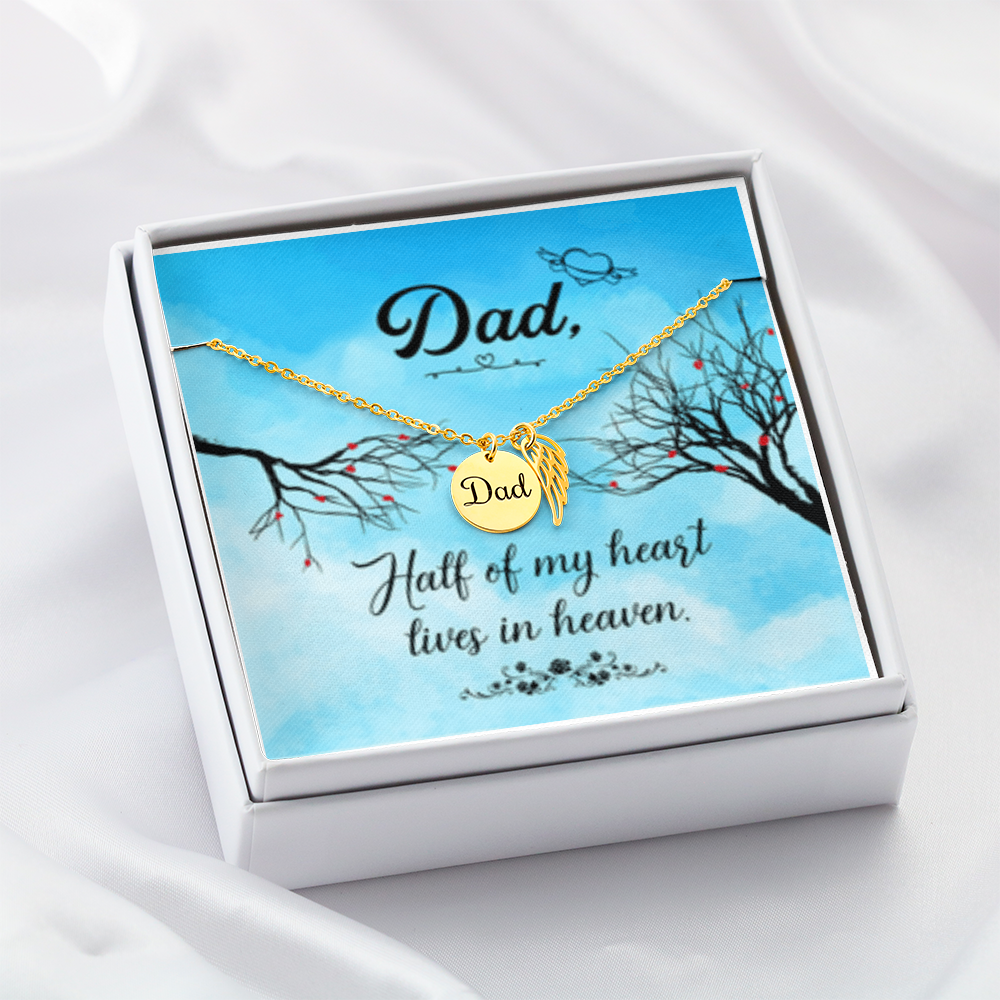 Dad -Remembrance Necklace w/ Angel Wing Charm