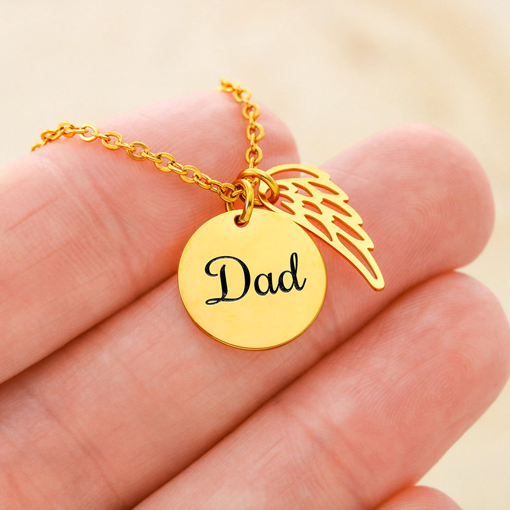 Dad -Remembrance Necklace w/ Angel Wing Charm