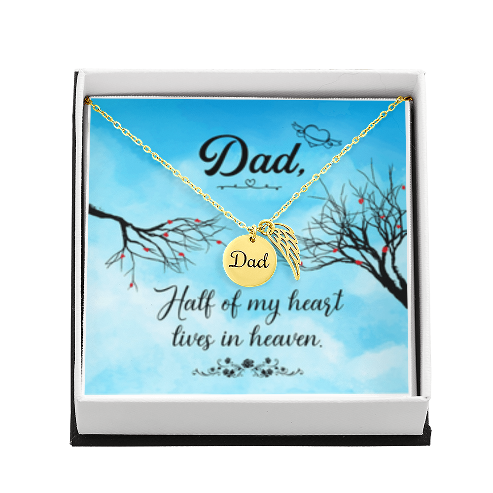 Dad -Remembrance Necklace w/ Angel Wing Charm