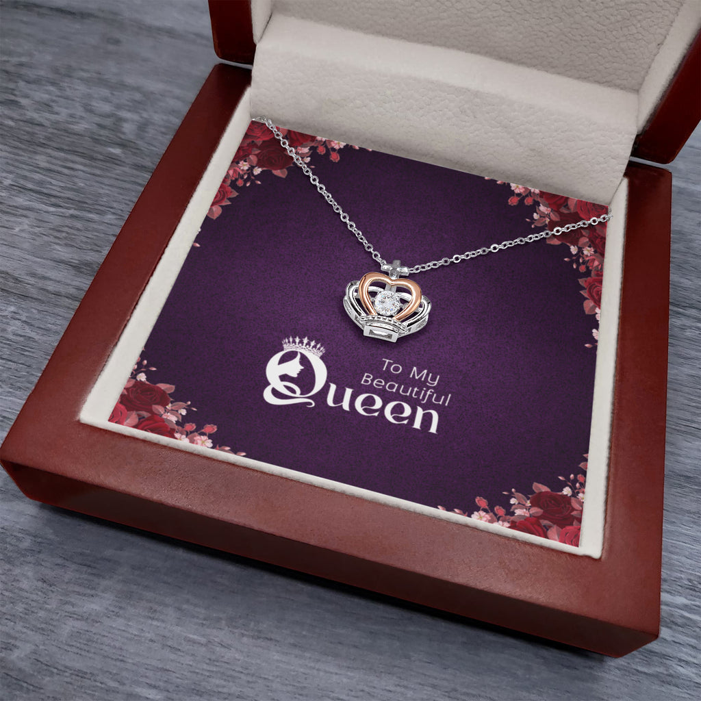 The QUEEN of my HEART - Crown Heart Pendent- 925/Rose Gold