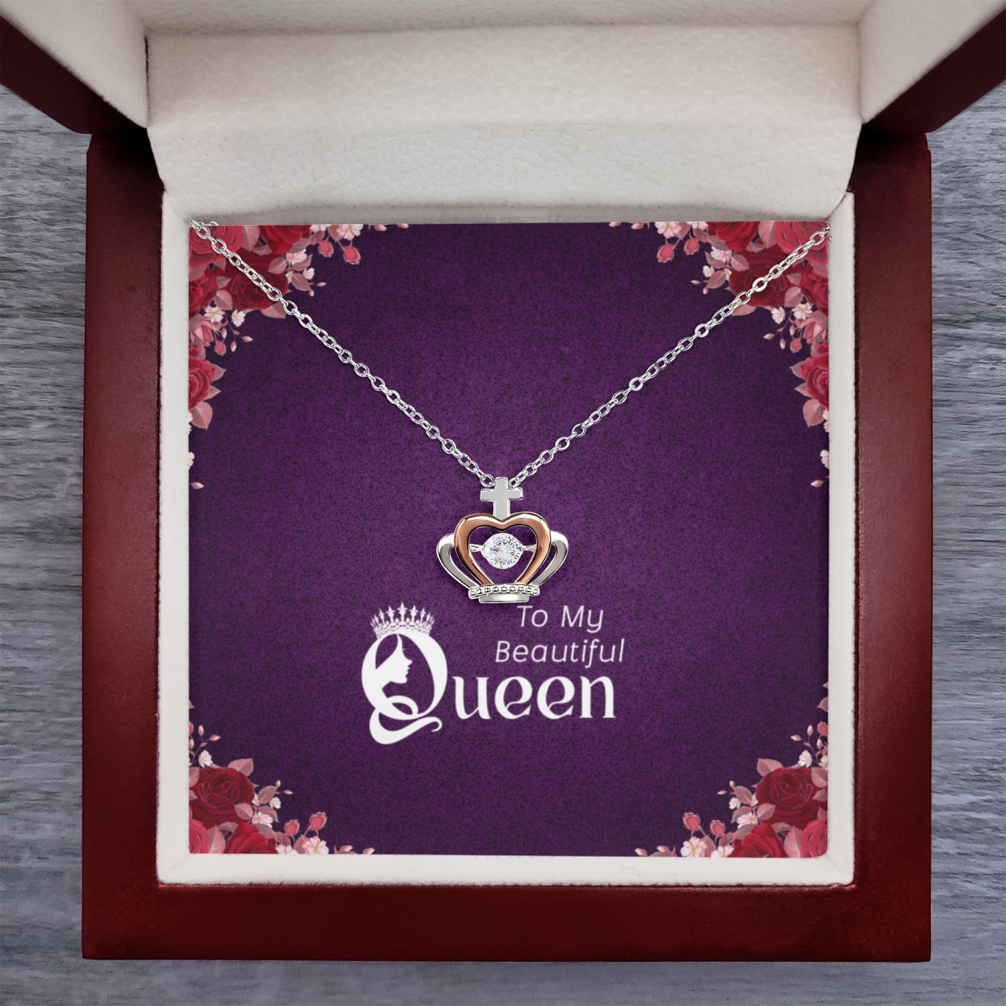 The QUEEN of my HEART - Crown Heart Pendent- 925/Rose Gold