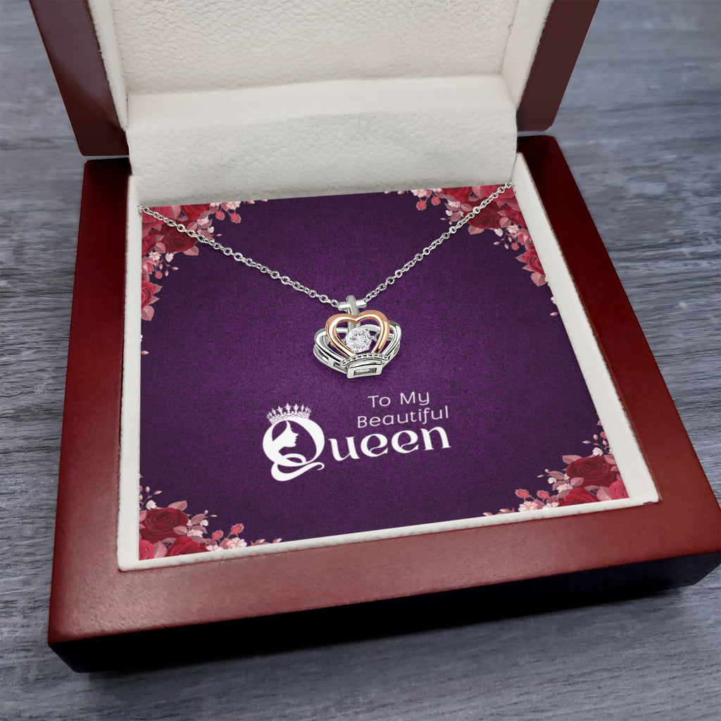 The QUEEN of my HEART - Crown Heart Pendent- 925/Rose Gold