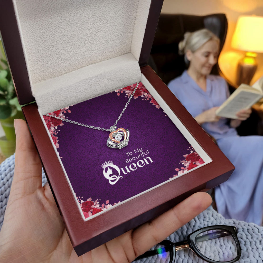 The QUEEN of my HEART - Crown Heart Pendent- 925/Rose Gold