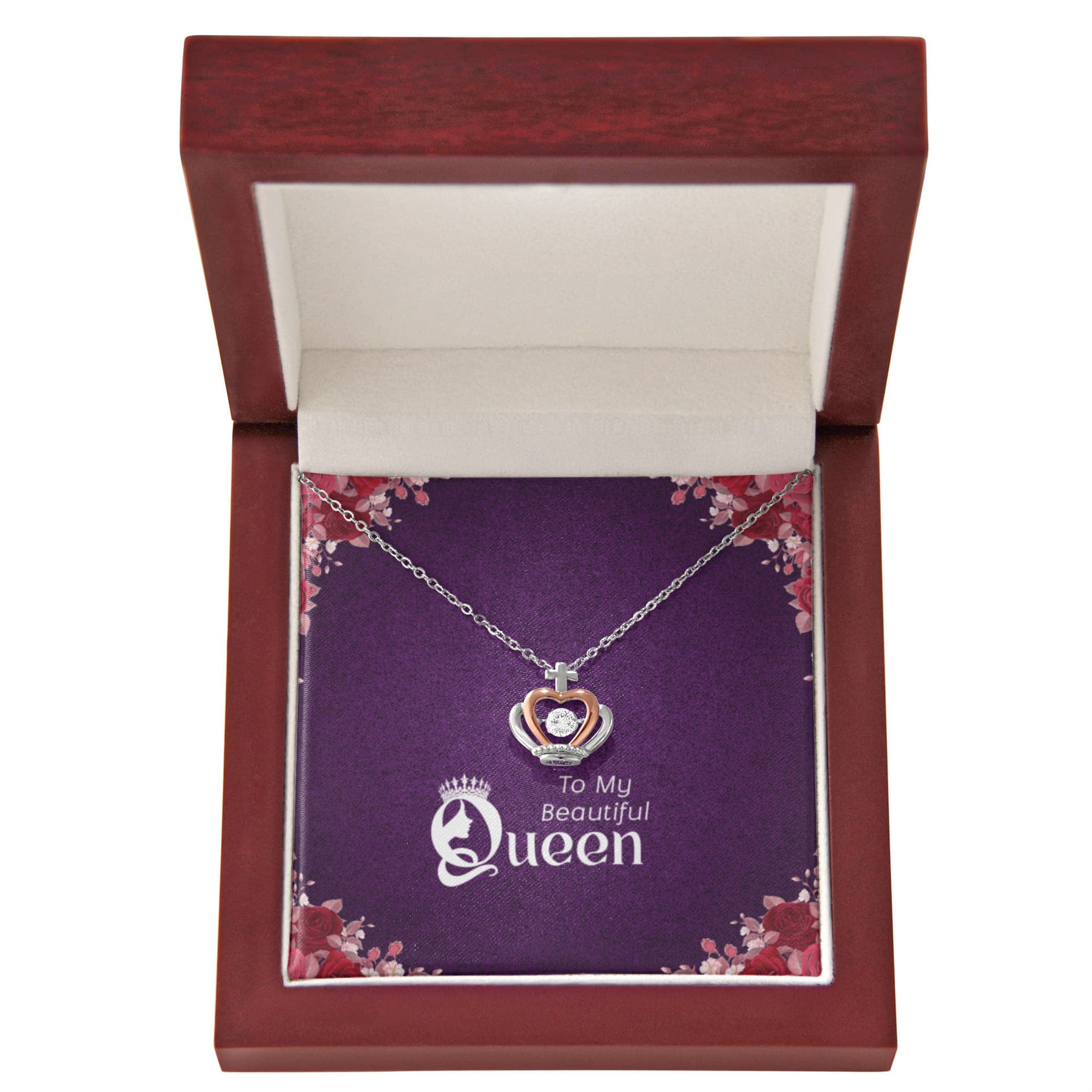The QUEEN of my HEART - Crown Heart Pendent- 925/Rose Gold