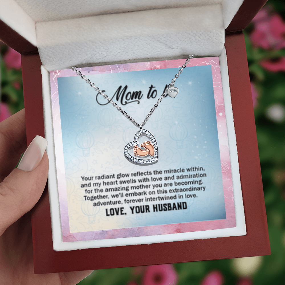Mom To Be - Baby Feet Heart Necklace