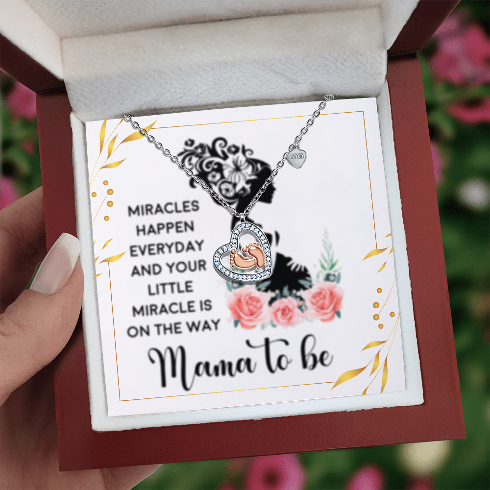 MOM to be - Baby Feet Heart Necklace