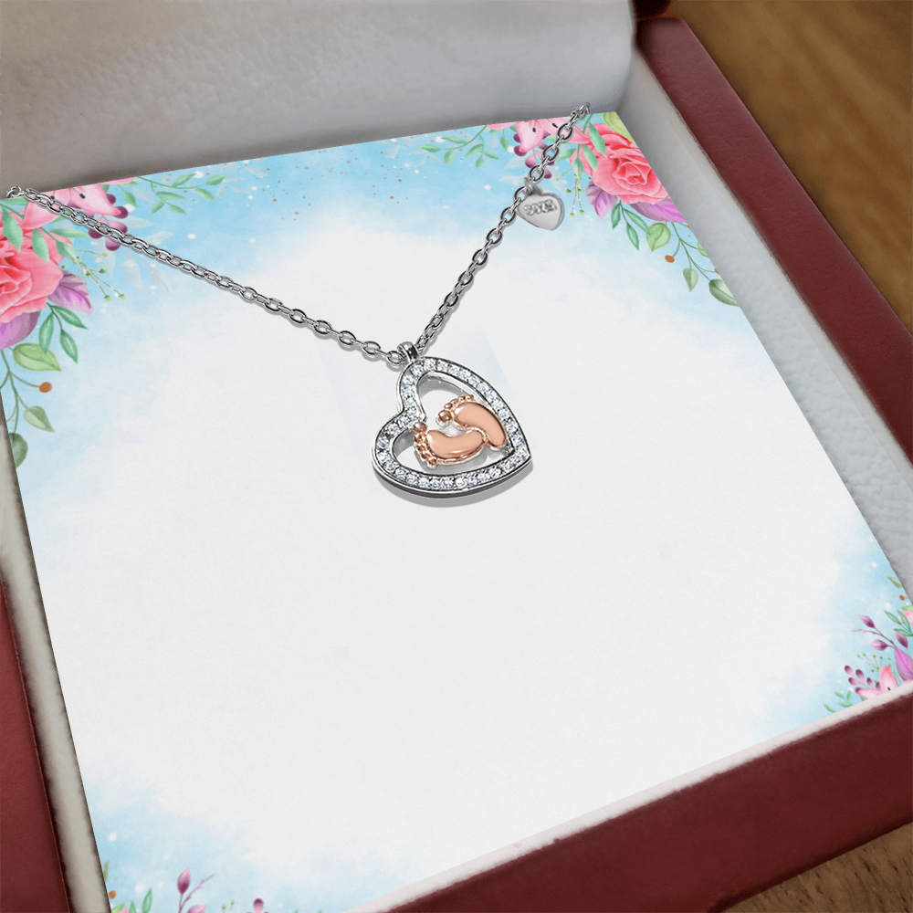 Baby Feet Heart Necklace