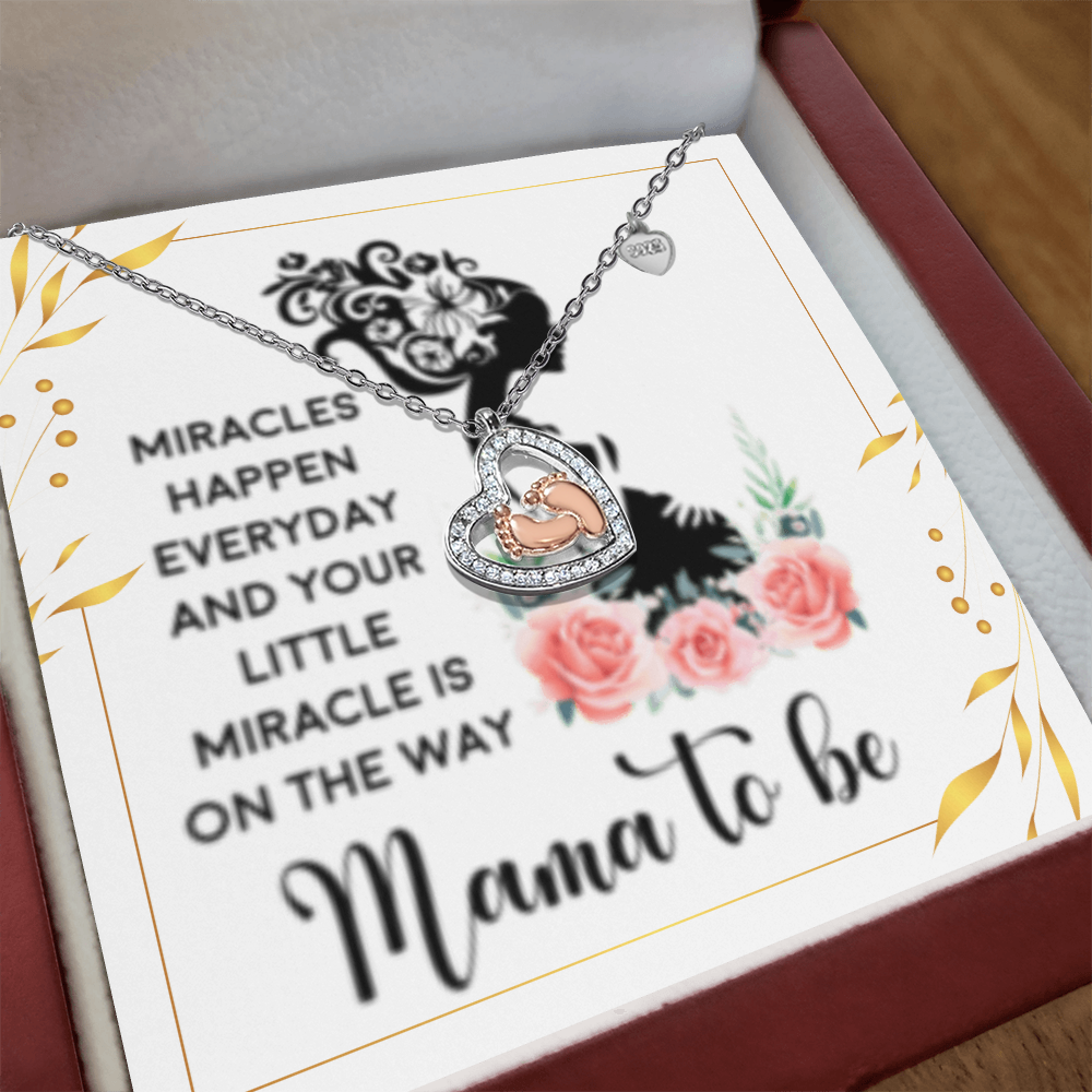 MOM to be - Baby Feet Heart Necklace