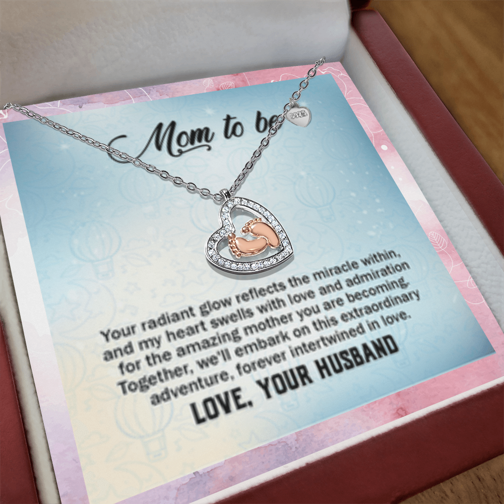 Mom To Be - Baby Feet Heart Necklace