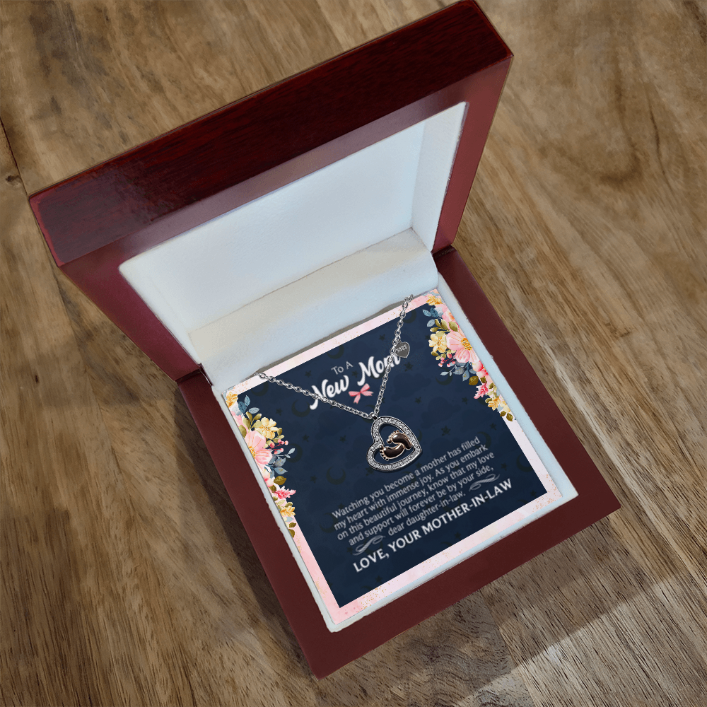 Mom to be from Mother in-law-Baby Feet Heart Necklace