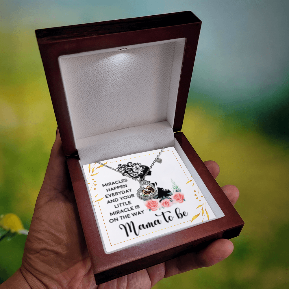 MOM to be - Baby Feet Heart Necklace