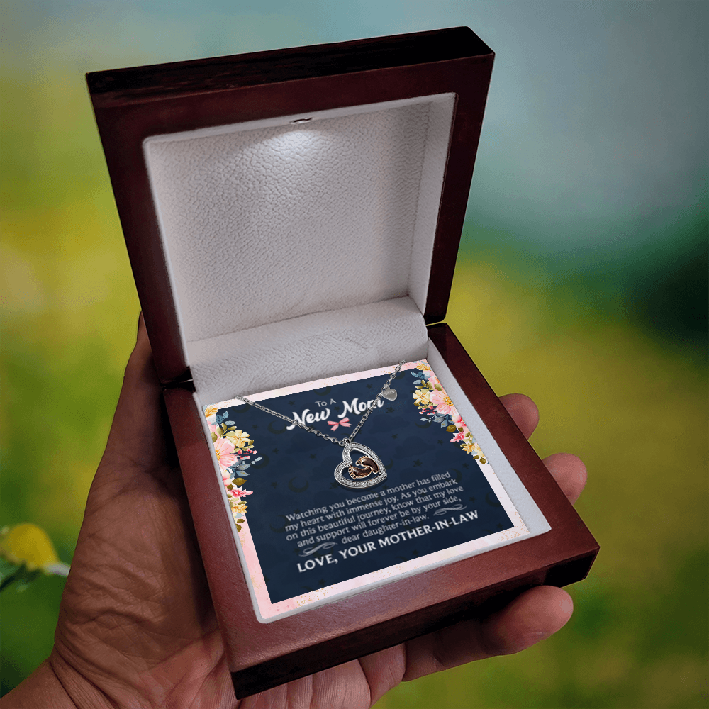 Mom to be from Mother in-law-Baby Feet Heart Necklace