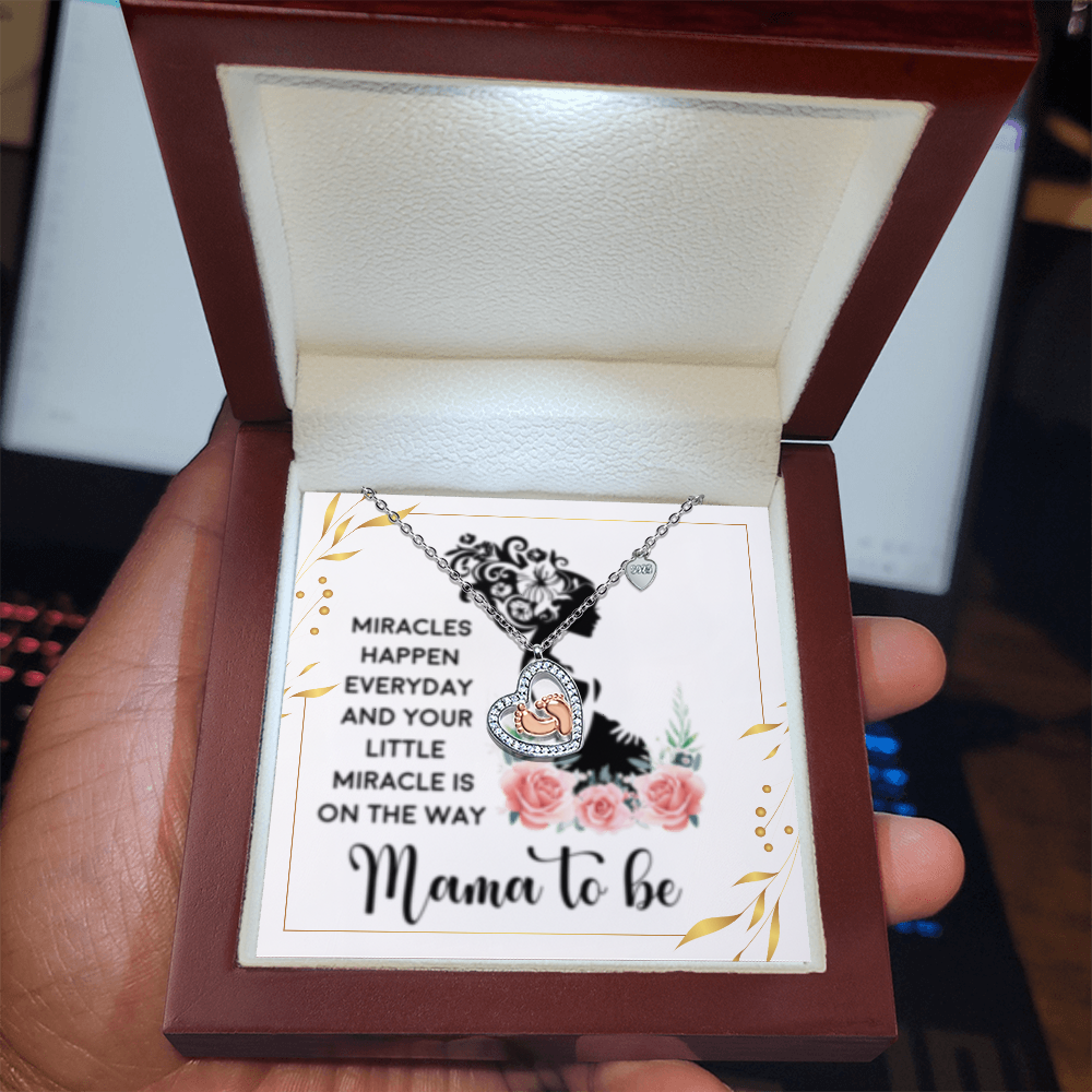 MOM to be - Baby Feet Heart Necklace