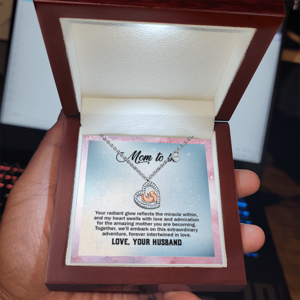 Mom To Be - Baby Feet Heart Necklace