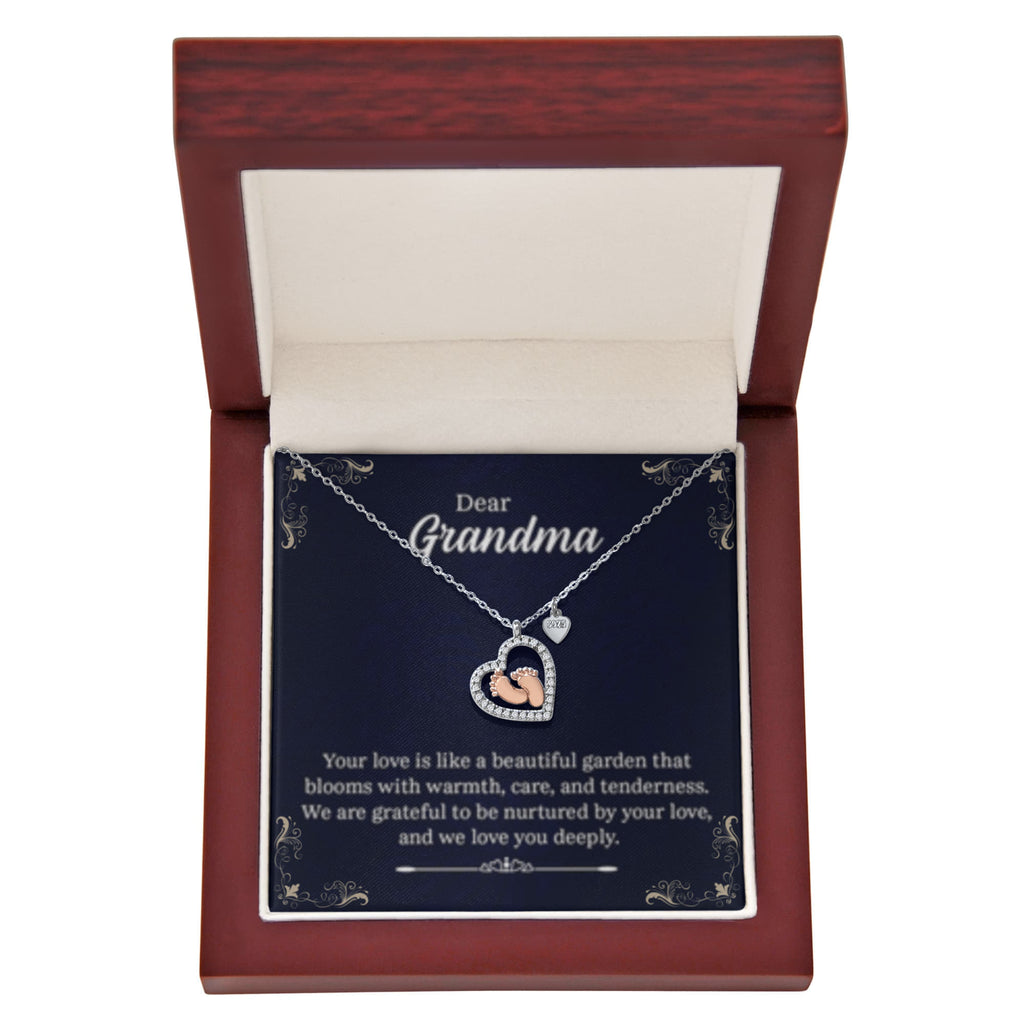 Dear Grandma- Baby Feet Heart Necklace