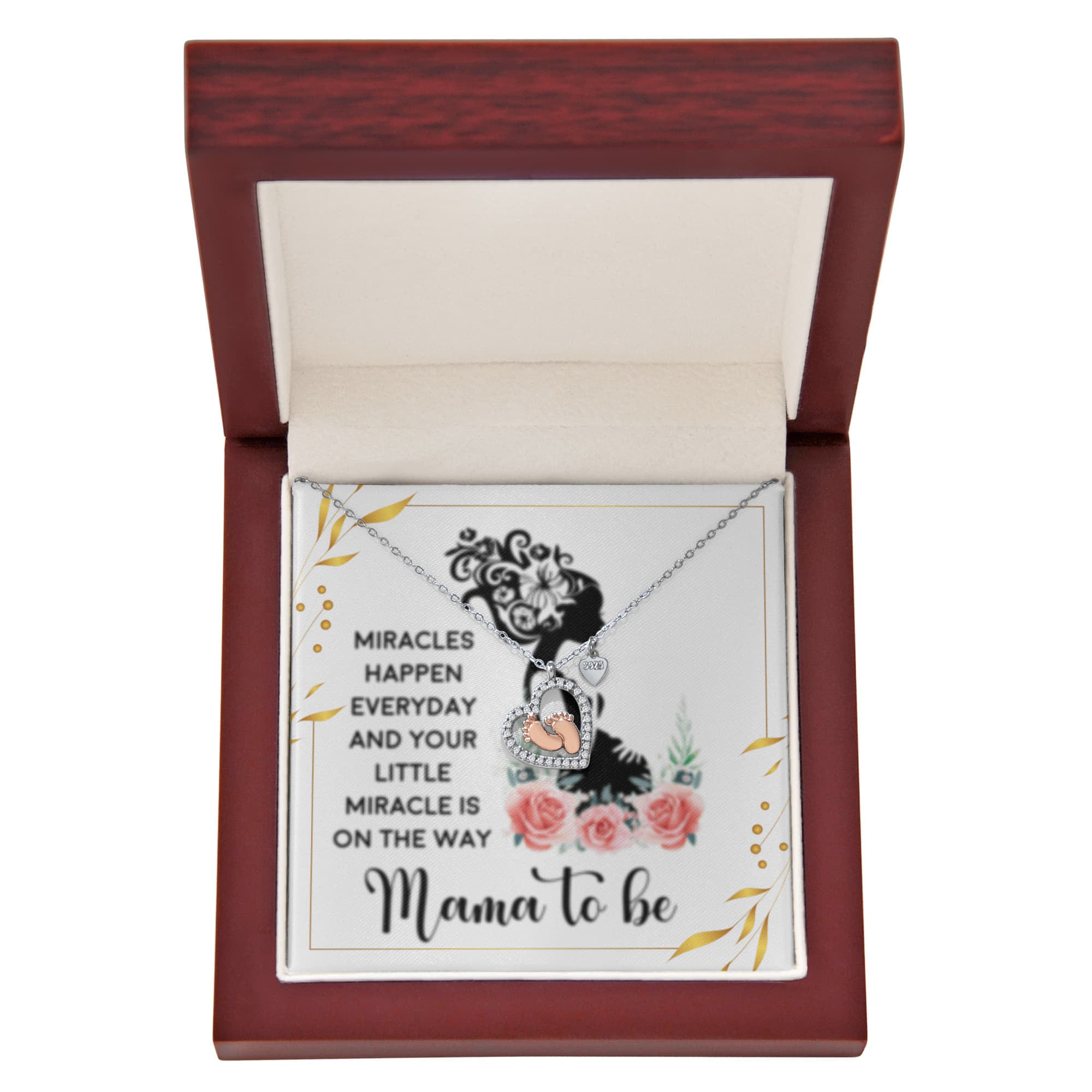 MOM to be - Baby Feet Heart Necklace