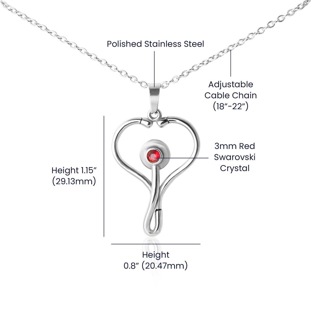 HeartScope Necklace for Nurses - Elegant Design with Swarovski Crystal