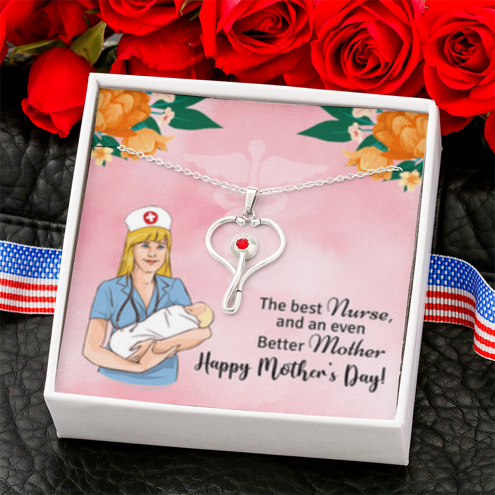 Happy Mothers Day-  Nurse- HeartScope  Necklace