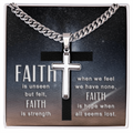 Faith is unseen but felt -Artisan Cross with Cuban Link Chain - FOR MEN - GOLD FINISH