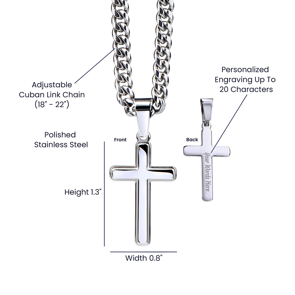 Faith is unseen but felt -Artisan Cross with Cuban Link Chain - FOR MEN - GOLD FINISH