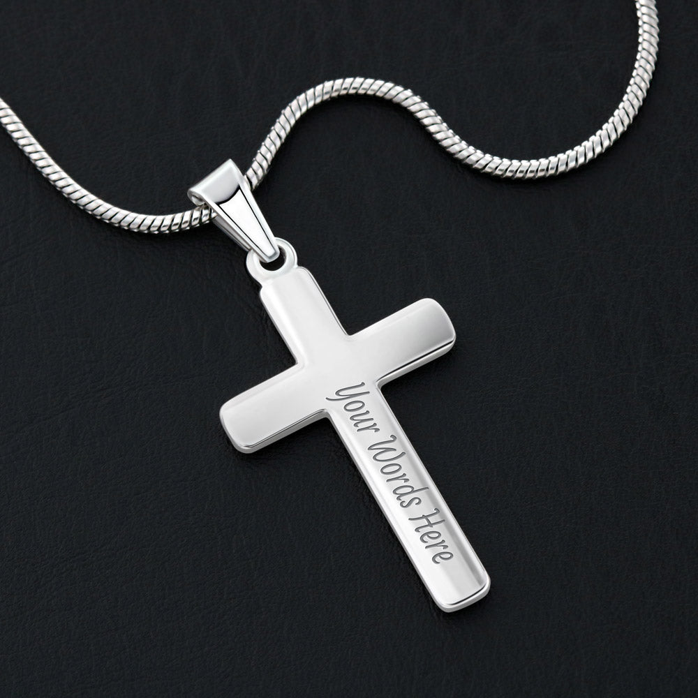 To My Husband- God's Hardest Battles- Cross w/ Snake Chain - Engraved