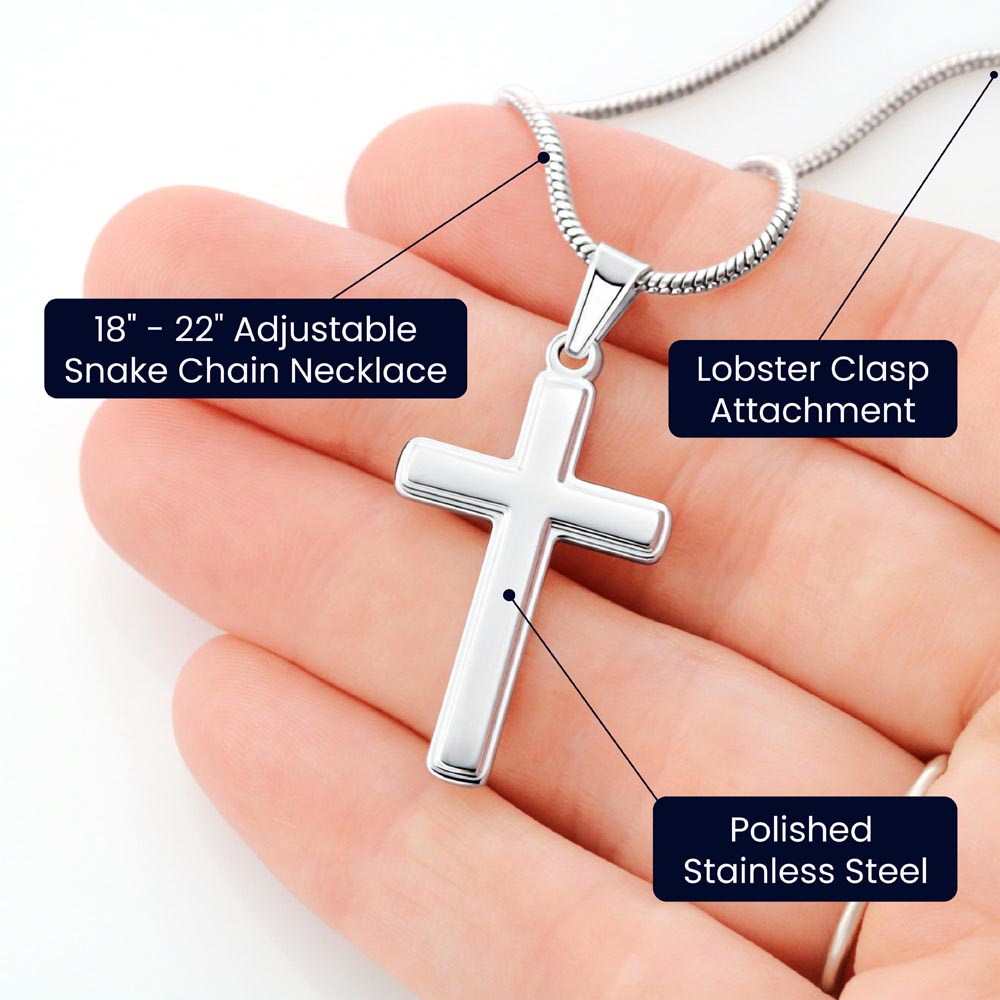 Dear Grandson - Love Grandma- Cross w/ Snake Chain
