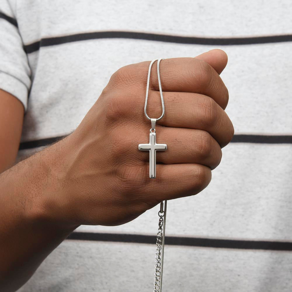 Dear Grandson - Love Grandma- Cross w/ Snake Chain