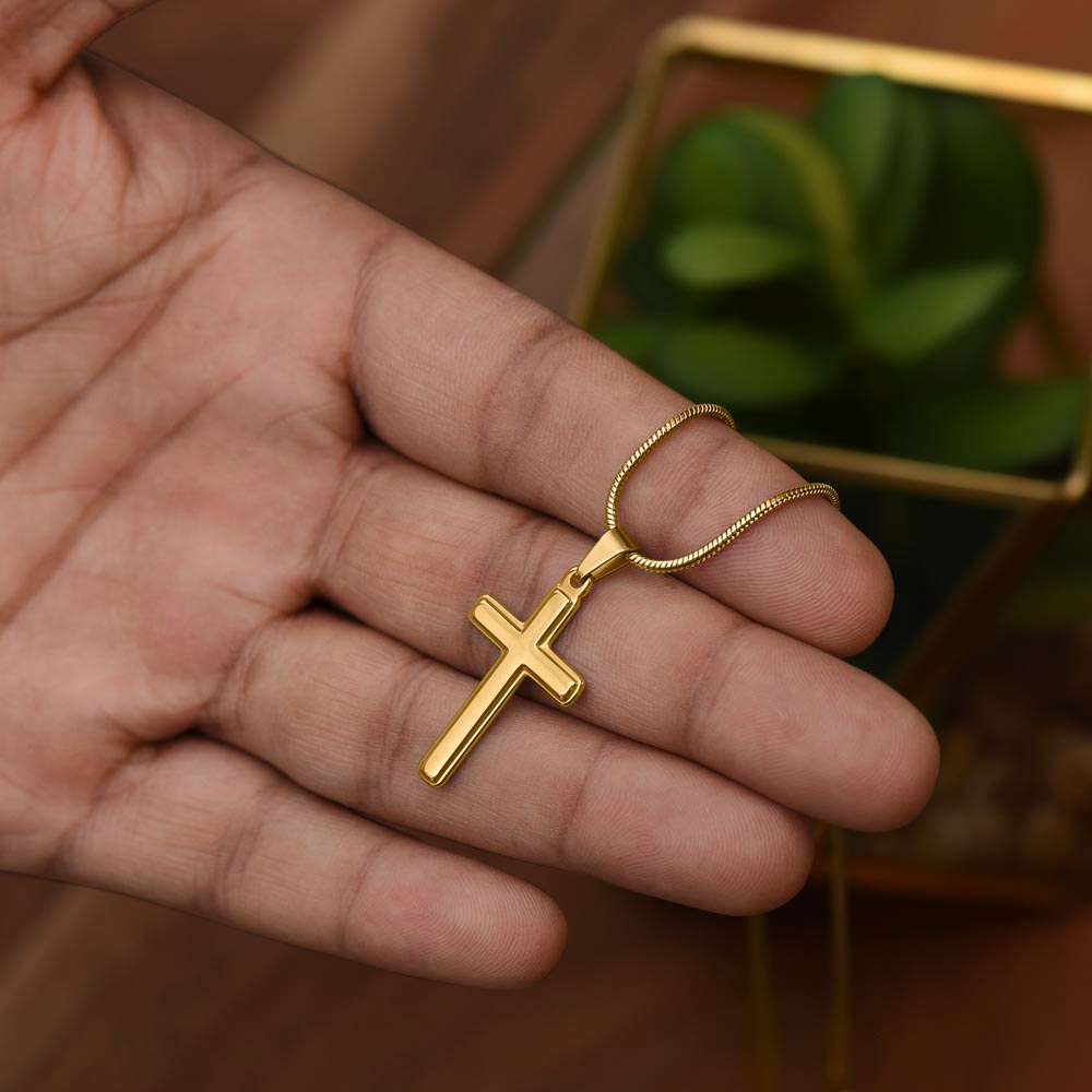 Dear Grandson - Love Grandma- Cross w/ Snake Chain