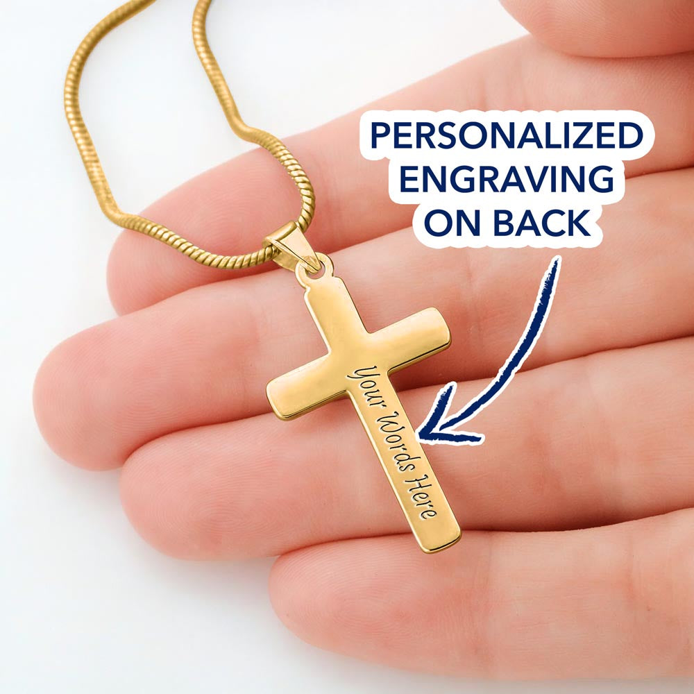 To My Husband- God's Hardest Battles- Cross w/ Snake Chain - Engraved
